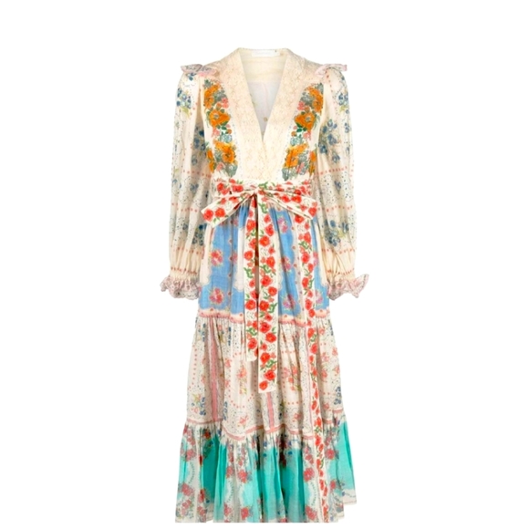 Zimmermann Dresses & Skirts - Zimmermann Clover Patched Print Wrap Midi Dress
